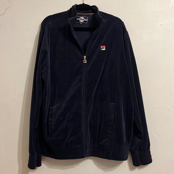 Fila Men’s Velour Jacket Navy - Picture 1 of 4